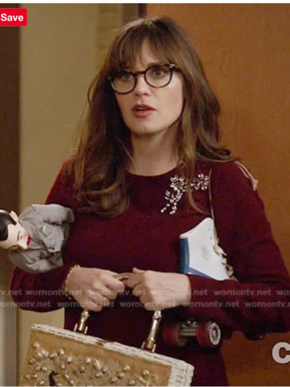Embellished Brooch Sweater in Midnight Wine by Kate Spade As Seen on New Girl - Picture 2 of 8